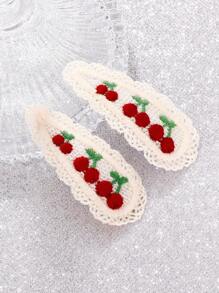 2pcs Water Drop-shaped Cherry Pattern Hair Clip Set, Christmas Gift - Multicolor - View 1