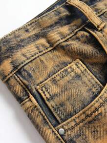 Quần Jeans Nam Rách Rách Tẩy Trắng - Rửa tối - Xem 3