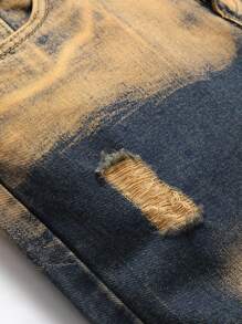 Quần Jeans Nam Rách Rách Tẩy Trắng - Rửa tối - Xem 4