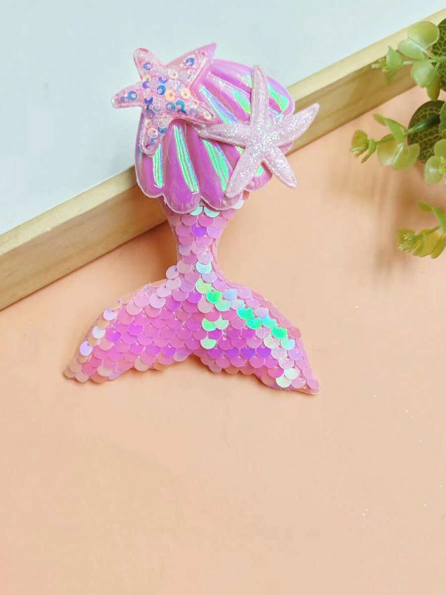 2pcs Sequin Fish Tail Decor Hair Clip - Pink - View 1
