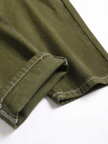 Hombres Jeans ajustados desgarro crudo - Verde militar - Ver 3