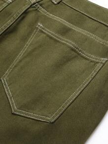 Hombres Jeans ajustados desgarro crudo - Verde militar - Ver 5