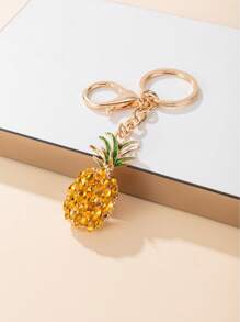 1pc Women Pineapple Charm Cute Keychain For Key Decoration - Gold - View 1
