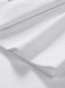 Men Flap Pocket Drop Shoulder Shirt & Drawstring Waist Shorts - White - View 3