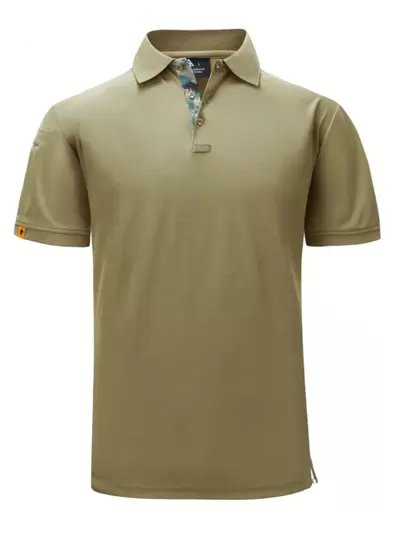 Men Contrast Trim Star Patched Polo Shirt