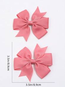 2 件装粉色蝴蝶结发夹，新年女孩发饰 - 粉色 - 查看 4
