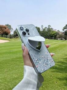 镜面装饰亮片手机壳，国际版，非国内版 - 白色 - 查看 1