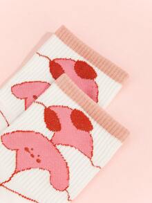 1 đôi tất nữ nhân vật hoạt hình vui nhộn đến giữa bắp chân - Nhiều màu - Xem 3