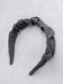 Solid Ruched Headband - Grey - View 1