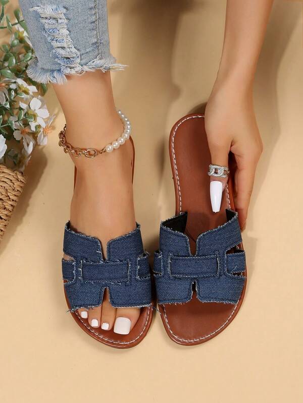 Women Cut Out Slide Sandals, Fashion Summer Flat Sandals