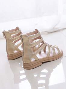 Girls Metallic Zipper Back Street Gladiator Sandals For Summer - Gold - View 4