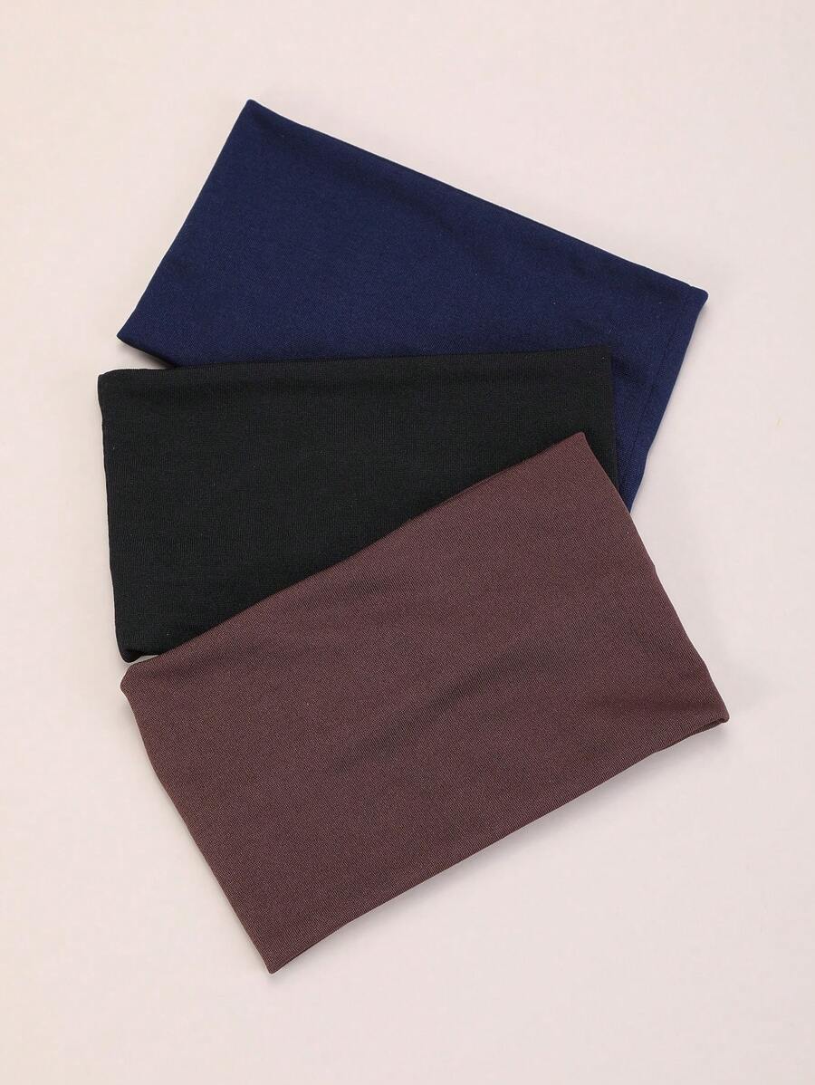 3pcs Solid Hair Band Casual, Gym Headband Turban Headband Sweatband, School Stuff, College, Headbands Fall Winter Hair Accessories For Women For Vacation Outfits Woman Elegant Scarf Women Bandana Soft Headwrap - Multicolor - View 1