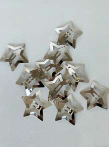 10pcs Silver Star Shaped BB Hair Clips For Girls, Y2K Cute Star Hairpins, Simple Metal Hair Accessories For Women Street