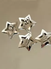 10pcs Silver Star Shaped BB Hair Clips For Girls, Y2K Cute Star Hairpins, Simple Metal Hair Accessories For Women Street