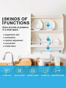 1pc Telescopic Shower Curtain Rod - White - View 7