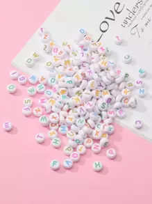 100 cái Vòng bảng chữ cái tròn Nguyên liệu làm vòng tay & vòng cổ DIY - trắng - Xem 1