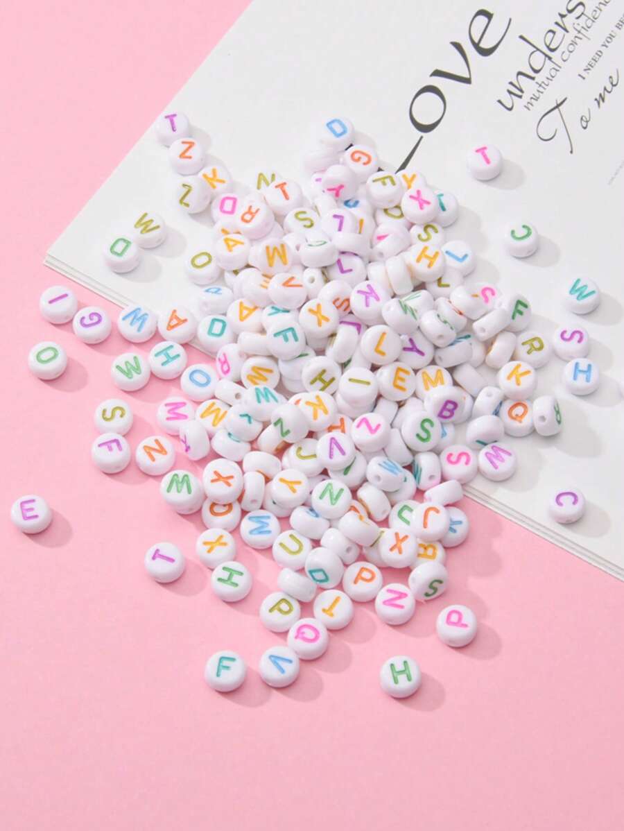 100 cái Vòng bảng chữ cái tròn Nguyên liệu làm vòng tay & vòng cổ DIY - trắng - Xem 1