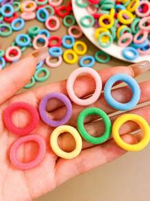 200入組女孩素色髮圈適合春天 - 彩色 - 查看 4