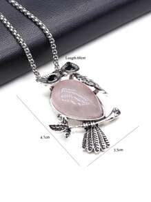 1 vòng cổ mặt dây chuyền hình cú đá tự nhiên - Hồng - Xem 3