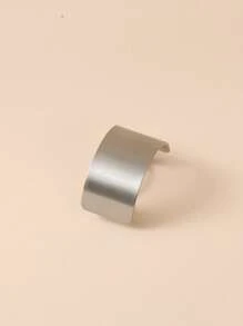 1入組女士素色簡約時尚百搭髮夾用於裝飾 - 銀色 - 查看 3