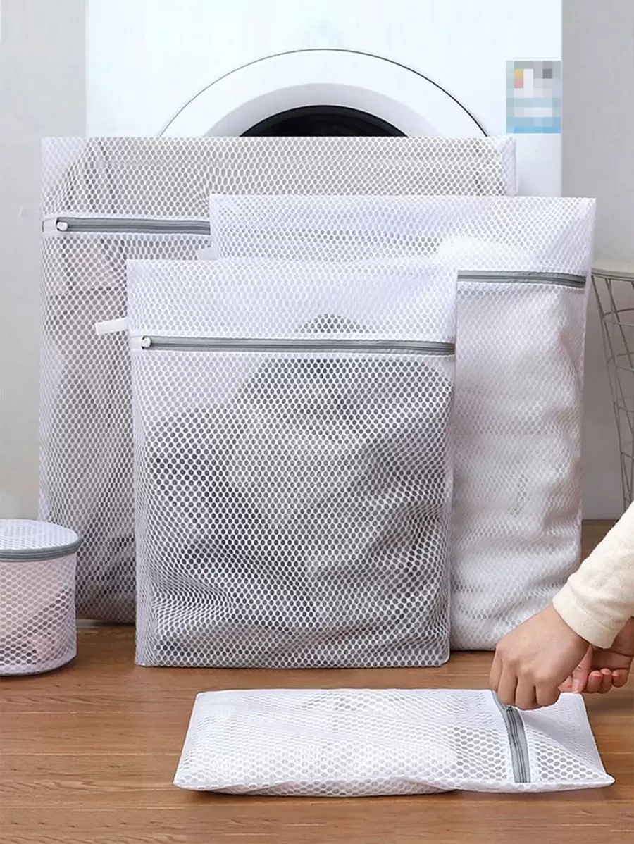 1pc Portable Mesh Laundry Bag Dress Pants Shoes Jeans Boots Skirt,Spring,Minimalist,Summer Tops - Black and White - View 1