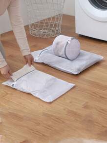 1pc Portable Mesh Laundry Bag Dress Pants Shoes Jeans Boots Skirt,Spring,Minimalist,Summer Tops - Black and White - View 2