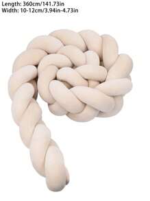 1pc Solid Color Baby Bed Sleep Bumper Decoration, Minimalist Polyester Crib Bumper For Daily - Khaki - View 2