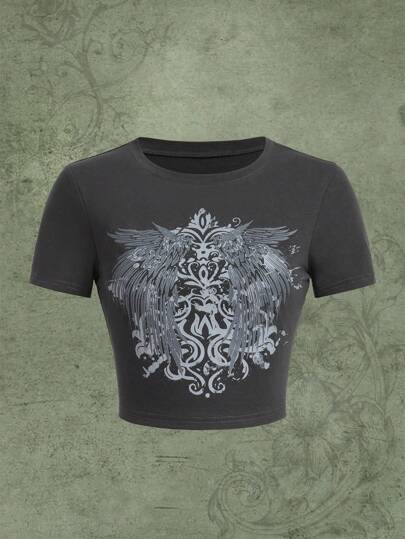 Wings Graphic Crop Tee