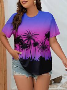 SHEIN LUNE Plus Coconut Tree Print Tee - Multicolor - View 4