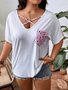 Áo thun Plus size Hội Chữ thập Túi Sọc Giải trí - trắng - Xem 4