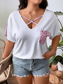 Áo thun Plus size Hội Chữ thập Túi Sọc Giải trí - trắng - Xem 6