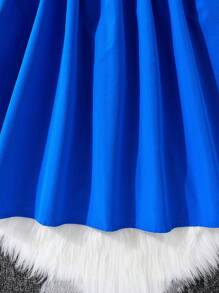 SHEIN Chicas Vestido con cinturón de cuello asimétrico ribete con fruncido - Azul - Ver 5