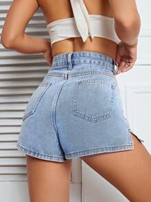 SHEIN EZwear Skort mezclilla de talle alto - Lavado ligero - Ver 2