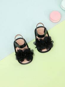 Baby Flower Decor Hoop-and-loop Fastener Ankle Strap Sandals