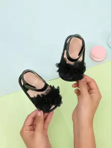 Baby Flower Decor Hoop-and-loop Fastener Ankle Strap Sandals