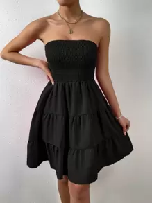 Chiquease Ruffle Hem Tube Dress - Black - View 6