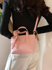 Túi Vuông Mini Màu Trơn Tay Cầm Đôi - Màu Hồng baby - Xem 2