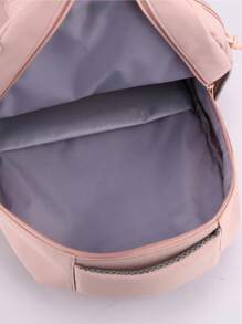 中號經典背包字母拼貼裝飾書包，適合畢業生、青少年女孩、新生、大二、大三、大學、大學和高中，非常適合戶外、旅行和返校