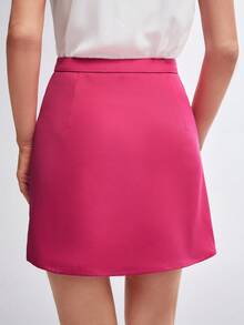 BizChic Solid Wrap Hem Skirt - Hot Pink - View 2