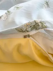 4入組/套花卉圖案被套（1入組被套和1入組床單和2入組枕套）滌綸床上用品家用 - 綠色 - 查看 6