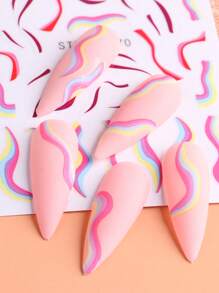 FULL BEAUTY 2sheets Line Pattern Nail Art Sticker - Multicolor - View 6