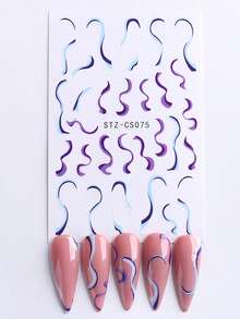 FULL BEAUTY 2sheets Line Pattern Nail Art Sticker - Multicolor - View 8
