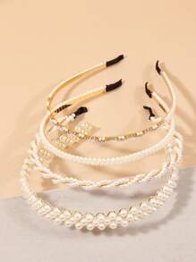 優雅4入組假珍珠裝飾頭帶王冠 - 彩色 - 查看 2