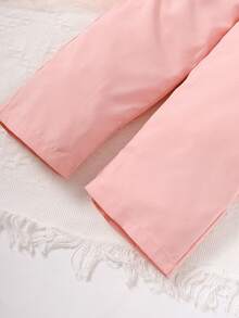 SHEIN Áo liền quần Gái Thắt lưng màu trơn Giải trí - Màu Hồng baby - Xem 5