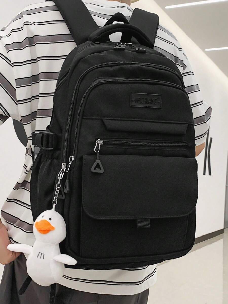 Medium Classic Backpack Solid Colour - Black - View 1