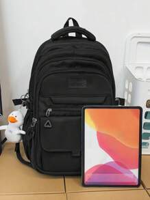 Medium Classic Backpack Solid Colour - Black - View 5