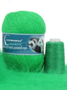 1 cuộn sợi tự làm màu trơn & 1 đường chỉ khâu - màu xanh lá - Xem 1