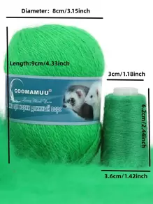 1 cuộn sợi tự làm màu trơn & 1 đường chỉ khâu - màu xanh lá - Xem 4