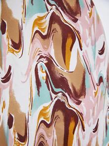 BizChic Vestido con estampado de mármol de manga farol fruncido delantero - Multicolor - Ver 9