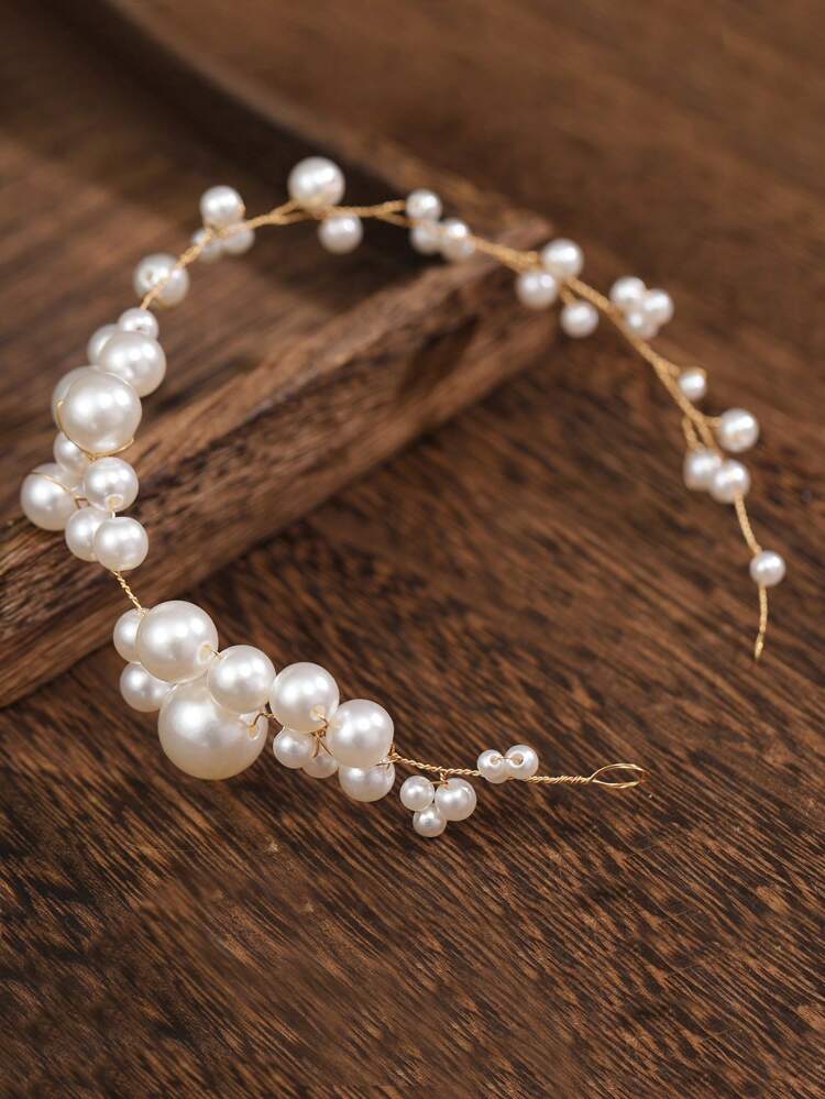 1pc Elegant Handmade Pearl Hairband For Women, Ideal For Weddings, Parties And Gifts Valentine's Day Accessories